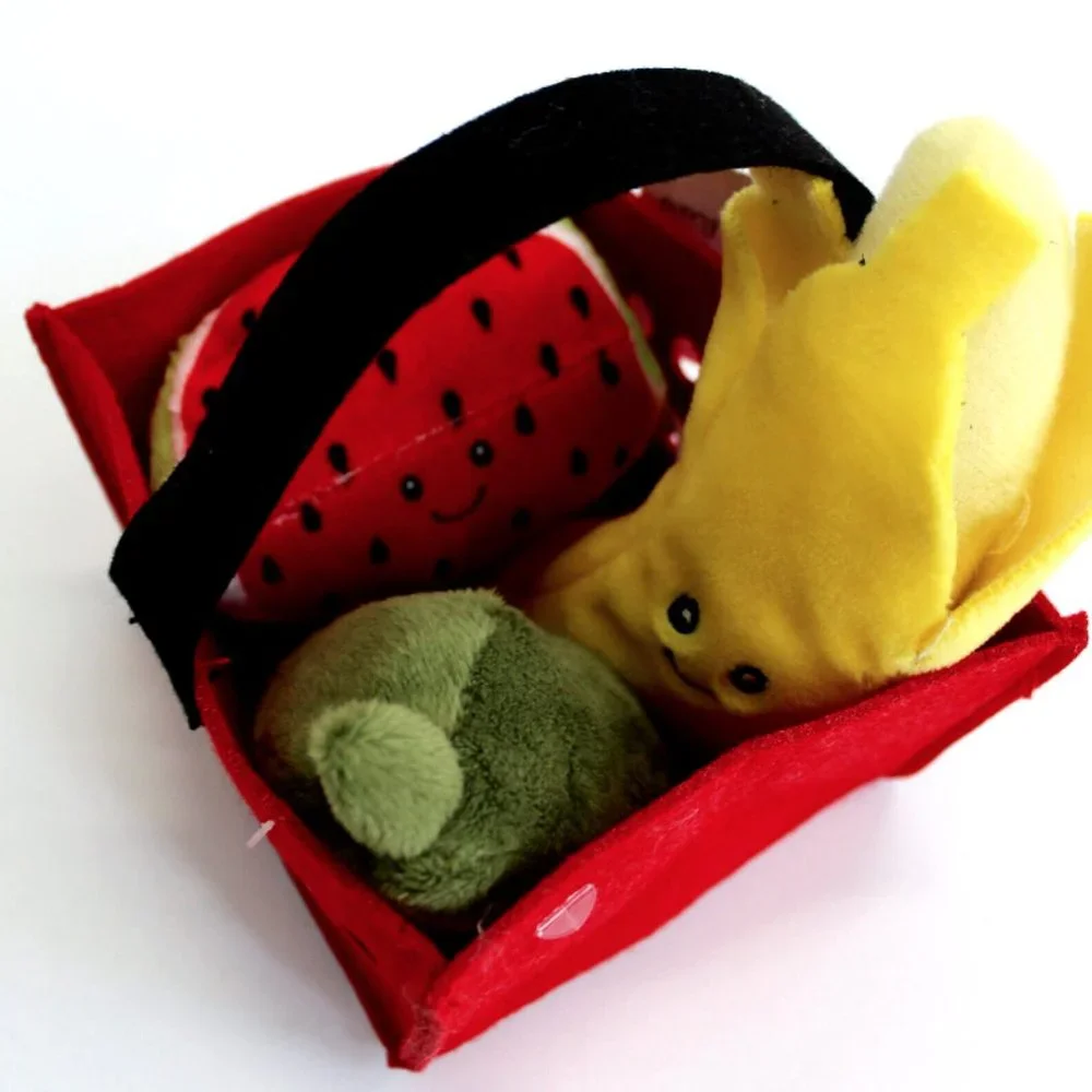 My 1st Farmers Market 4-Pc Fruit Plush Sensory Toy Set Crinkle Rattle Tacticle